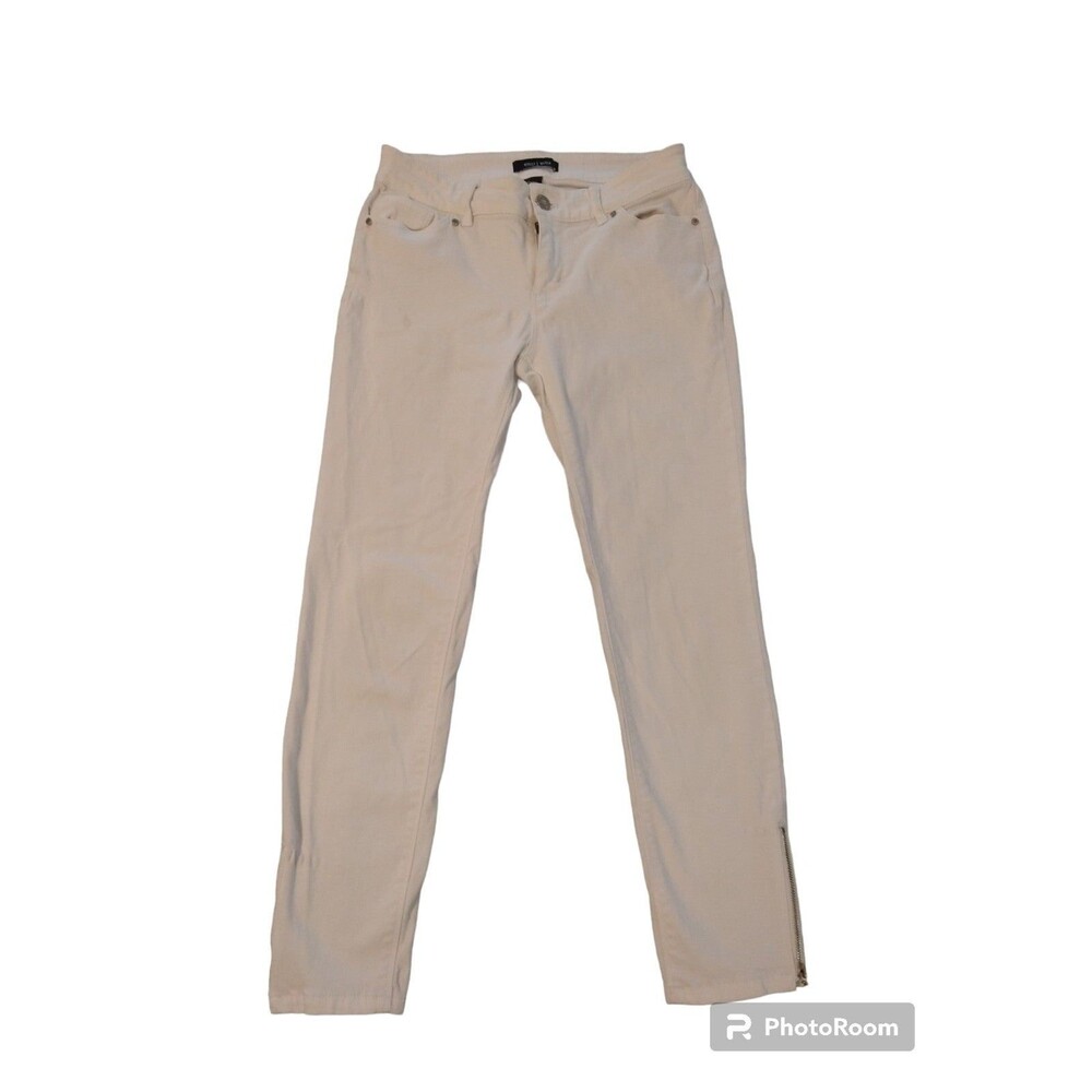 White House Black market white denim side zip crop jeans Sz2 Boho